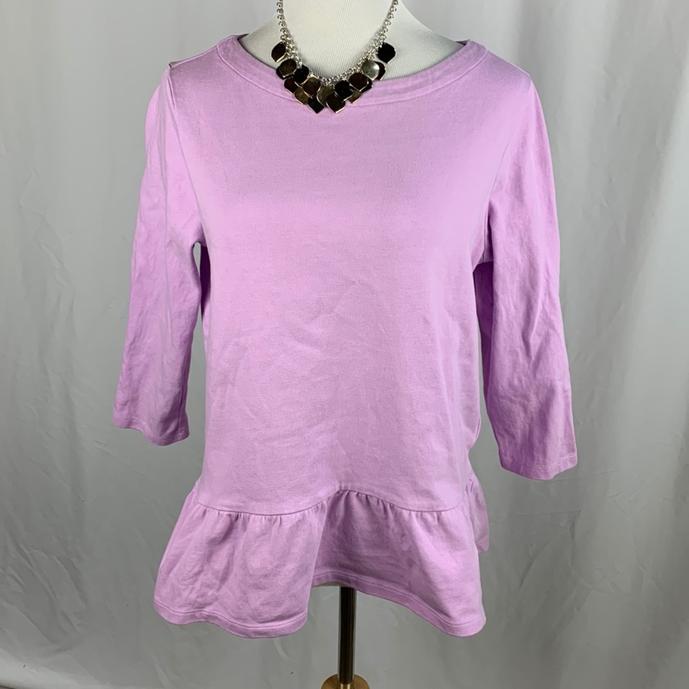 Lavender Cotton 3/4 Sleeve Boat Neck Tunic